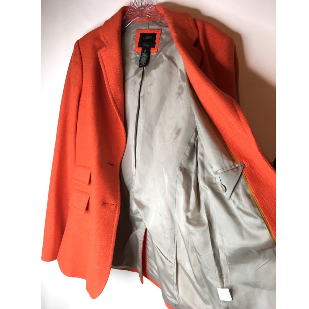 J. Crew orange herringbone hacking wool blazer 10 - Picture 4 of 8